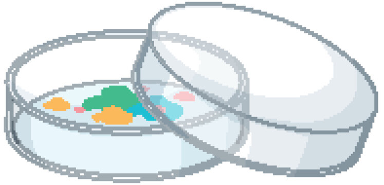 Vector Illustration of a Petri Dish with Colorful Bacterial Cultures