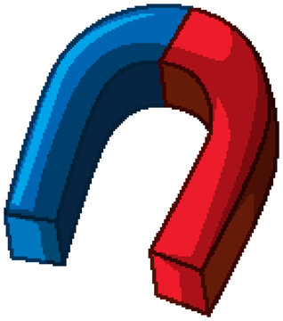 Red and Blue Horseshoe Magnet Vector Illustration on White Background