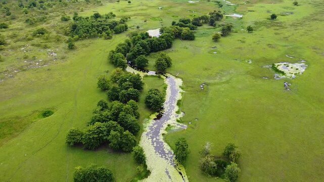 Aerial view lowering over Nino Konis Santana National Park, Lautem District, Timor-Leste, Southeast Asia