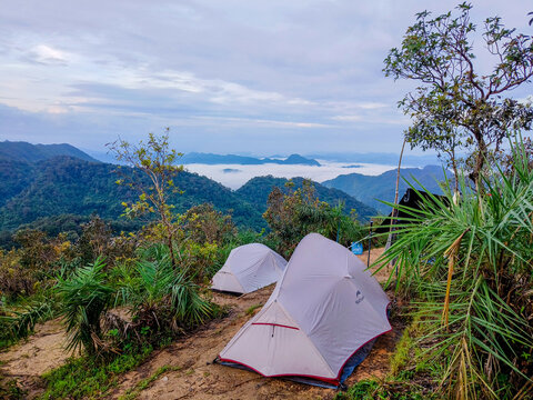 Tak Province, Thailand, Octobet 13, 2025 : LERKWADOR Mountain or Mountain of Faith view at Mae Wa Luang, Tha Song Yang District, Tak,Thailand
