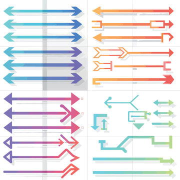 Colorful geometric arrows pointing in multiple directions 3.