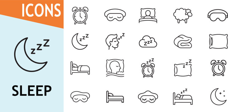 Sleep icons collection for rest and relaxation themes
