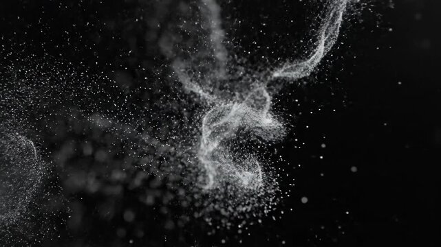 Abstract particles evolving on black background animation element