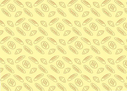 Seamless bakery. Bakery illustration pattern with cream background. Food packaging, menu illustration hand drawn print ads. Food business, bakeshop
