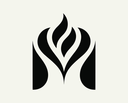 Abstract letter m logo design, creative flame or floral shape