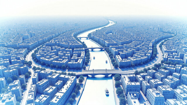 Paris Blueprint Technical Drawing Urban Architecture