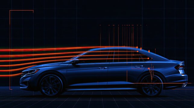 Aerodynamic car design visualized with airflow simulations