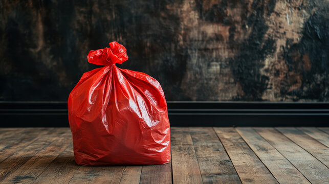 plastic bag for shopping on rustic background. sustainable lifestyle concept