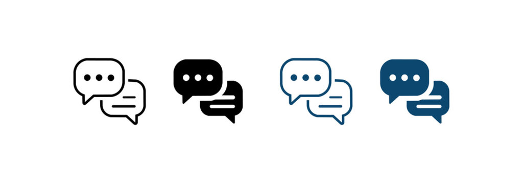 Speech bubble icon set. Simple pictograms for messages, replies, online conversations, and communication.
