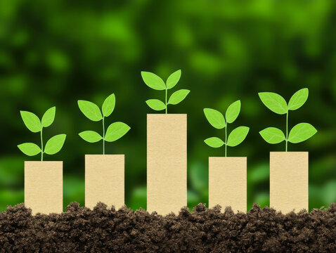 Eco-friendly investment growth highlighting sustainable business practices and profitable environmental economics