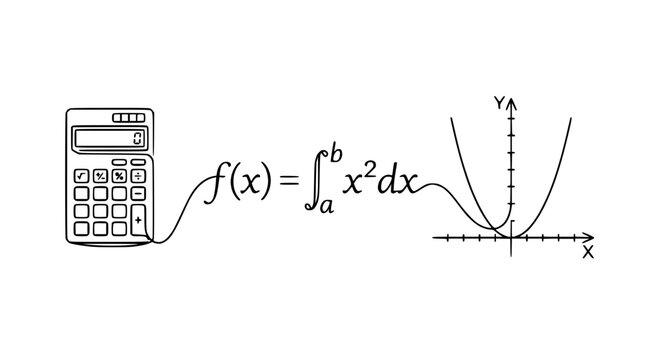 Calculator and Integral Equation with Parabola Graph, Isolated
