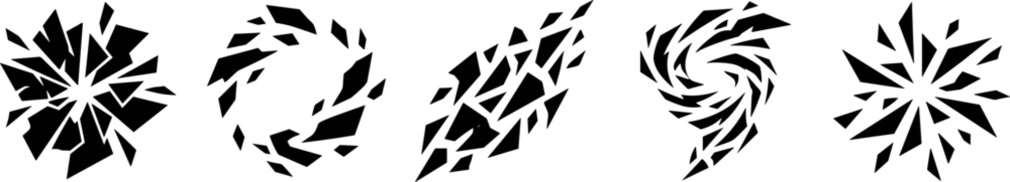 Abstract geometric explosion and shattering icons