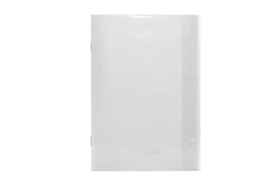 A blank white rectangular paper sheet or card with a subtle vertical fold or crease, isolated on a white background, for mockups