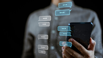 Communication manager streamlines communication, messaging, chat, conversation, smartphone, mobile, technology, interaction, connectivity through digital platform for seamless real-time collaboration © Nichaphat