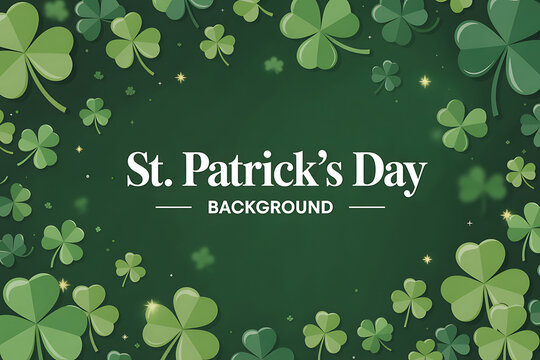 St patricks day background featuring green shamrock leaves framing dark copy space