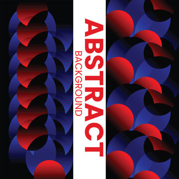Red Blue Abstract Circular Wave Pattern with Layered Geometric Forms