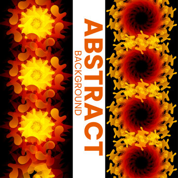 Vibrant Abstract Background Orange Sunburst Flower Pattern with Red Circular Abstract Forms