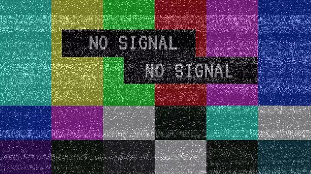 Retro TV No Signal Test Pattern with Static and Glitch Effect, on 4k quality 