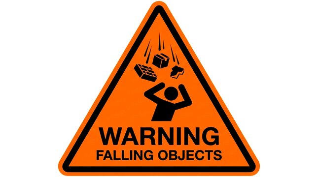 Safety warning sign icon indicating potential falling objects.