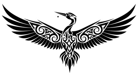 Fototapeta premium Black and white heron bird design.