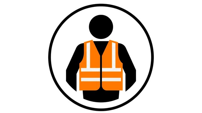 Mandatory safety vest icon for high visibility compliance.
