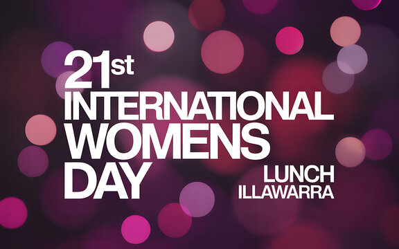 International womens day celebration poster with white typography on a dark background