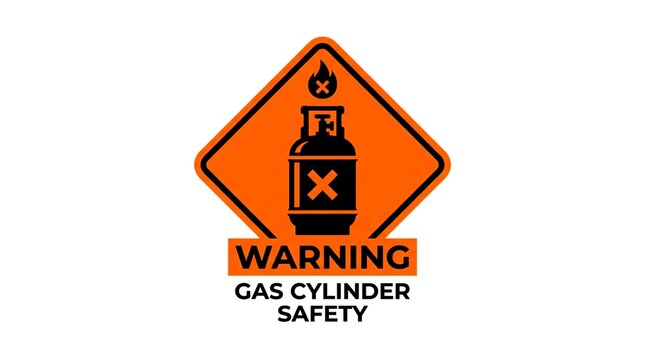 Compressed gas cylinder hazard warning icon for industrial sites.