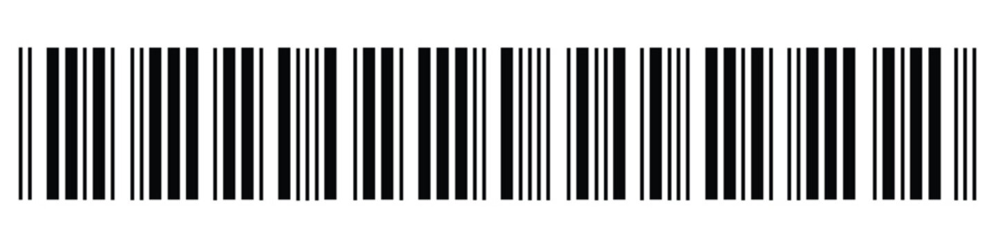 Barcode icon. Simple Fake Barcode vector icon. Black and white barcode icon with irregular border against white background. Vector illustration.