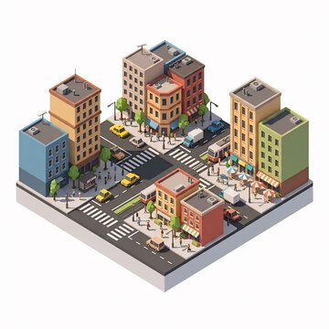 3D isometric low poly designs that capture life in miniature.