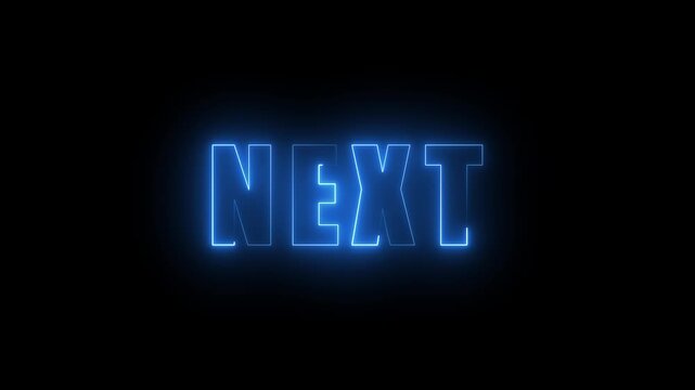 Futuristic glowing blue neon text effect reading next title card motion graphics design element for modern cyberpunk video intros and sci-fi title sequences digital template