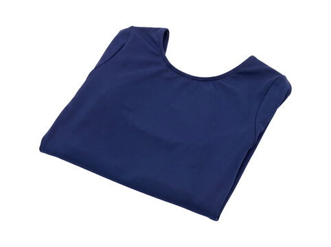 Folded navy blue leotard isolated on transparent background