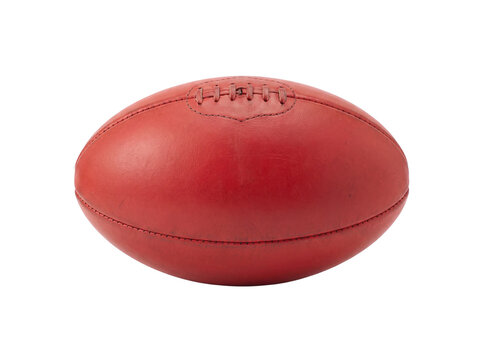 Red australian rules football isolated on transparent background