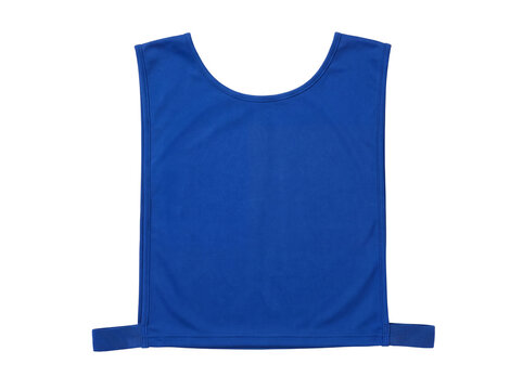 Blue sports training bib or scrimmage vest for soccer or basketball isolated on transparent background