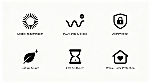 Simple vector icon for household mite removal machine, deep mite removal, mite suppression, allergy prevention, whole house protection, suitable for bed mite removal equipment details poster.
