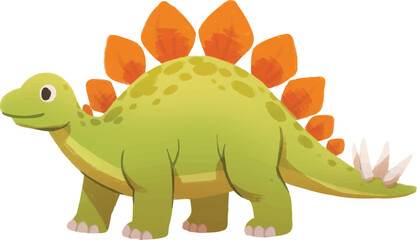 Cute Stegosaurus Dinosaur Cartoon Illustration © carnadiri