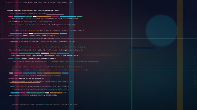 Abstract Programming Code Background with Glitch and Digital Noise