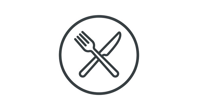 Crossed fork and knife icon in a circle