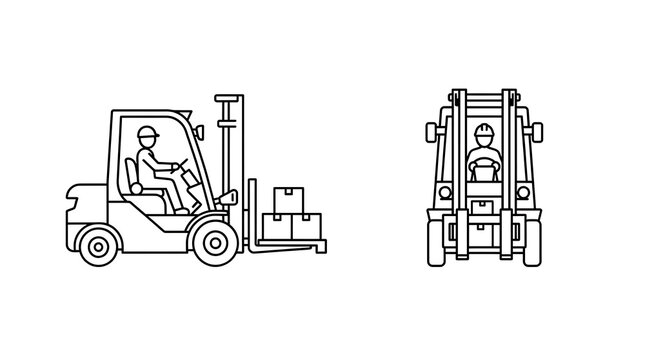 Forklift operator working with pallet jack