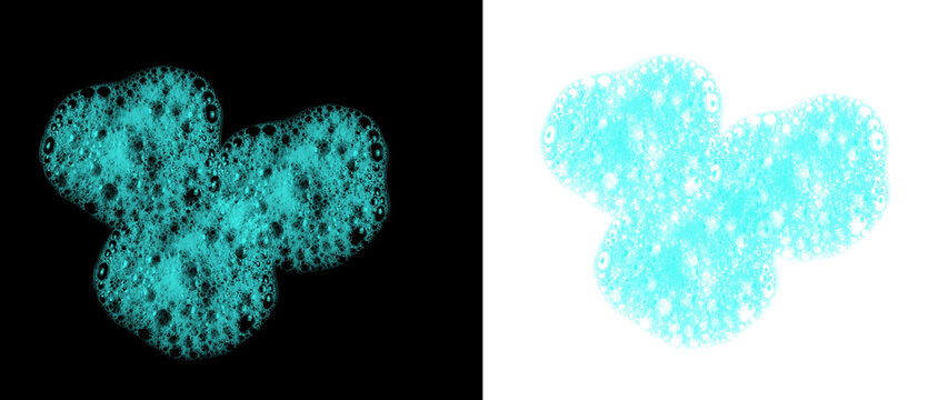 A cluster of vibrant blue bubbles forms an abstract pattern isolated on a transparent background