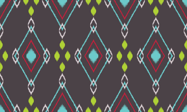 Ikat Pattern concept Traditional woven motif with geometric texture, seamless pattern. Design for fabric, textile, fashion, wallpaper and decor for crafts. I drew this by myself, it&rsquo;s not AI generated