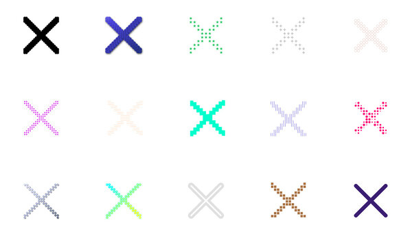 Colorful custom close icon pack with x marks isolated on transparent background for graphic design