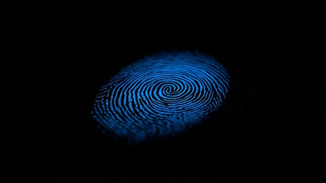 fingerprint on blue line and black background