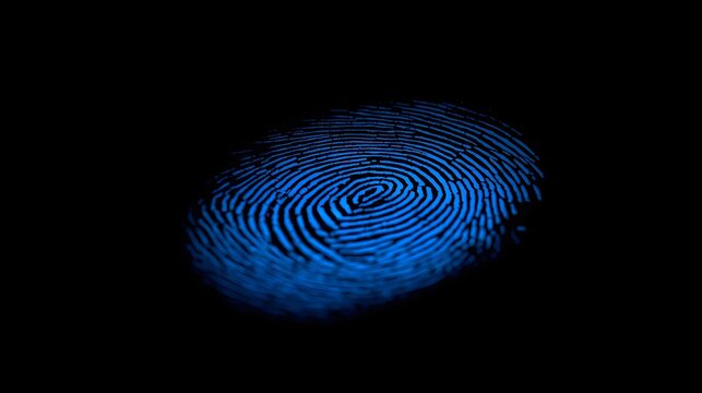fingerprint on blue line and black background