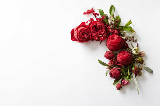 Roses, decorations made of various flowers