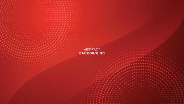 Abstract Red Background Featuring A Digital Halftone Pattern And Smooth Gradient Curves