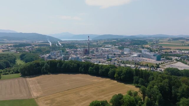 Aerial view of Lenzing plastics manufacturing plant