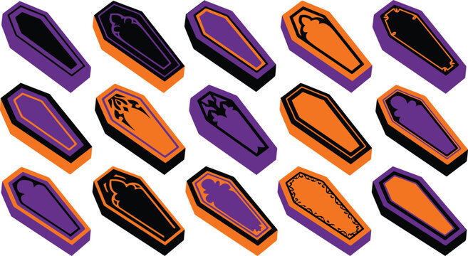 A spooky collection of miniature coffins perfect for halloween decorations and eerie seasonal displays