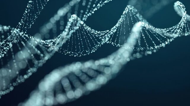 ティールブルーの深海空間にアクアマリンとコーラルの光が螺旋状のリボンを描く抽象的な背景ループ動画