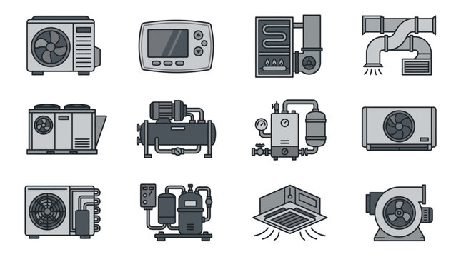 Collection of Industrial HVAC and Air Conditioning Units.