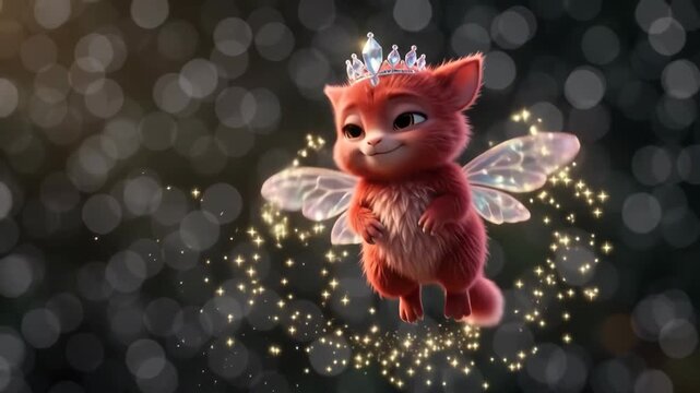 Cute Fantasy Creature with Crystal Crown Flying from Hand